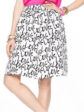 Kate Spade New York “Love” Print Cupcake Skirt | Size 8